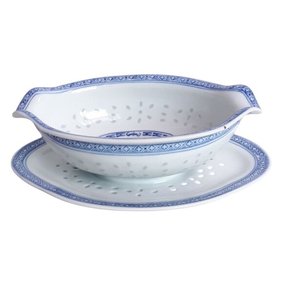 4 TIENSHAN Chrysanthemum Rice Grains Pattern Blue and White Bread/Butter Plates - Picture 3 of 8